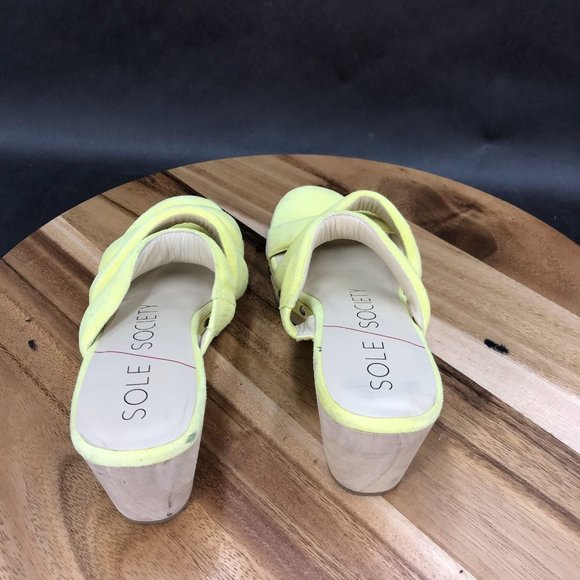 Sole Society Mylee Yellow Suede Strappy Block Heel Slides Womens Size 6 B - Picture 4 of 7